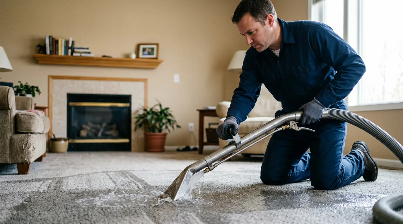Water damage restoration technician working near Centerport, PA